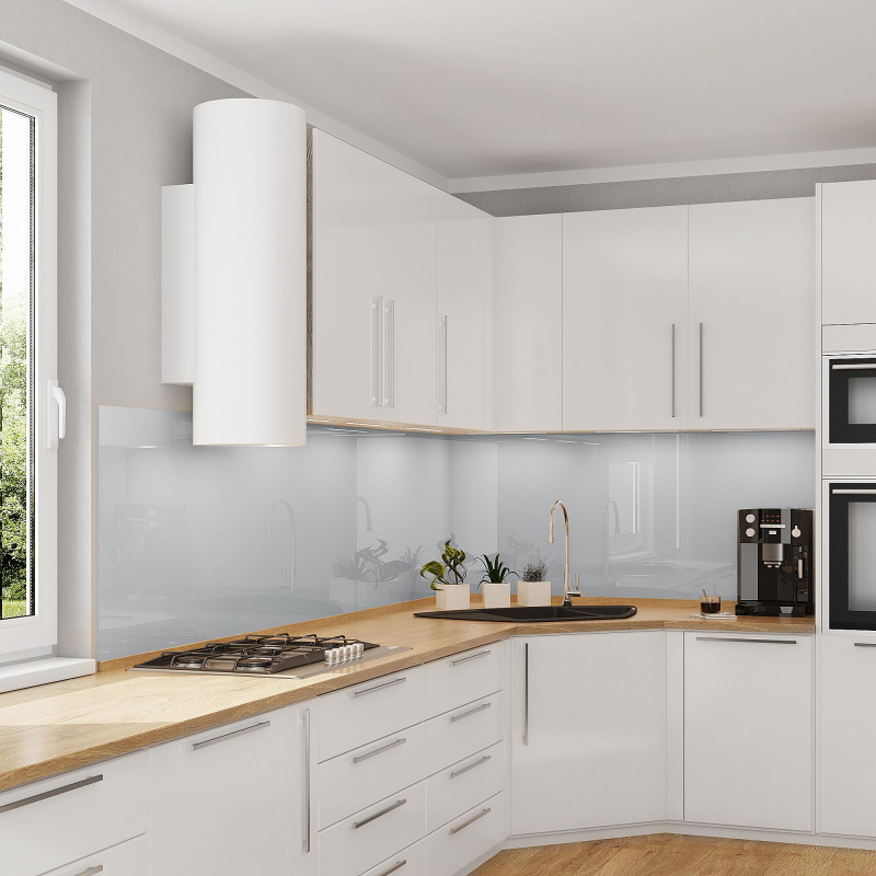 Glasrückwand Küche - Grau metallisch glänzend - REF 9007, 6mm Glasrückwand Küche - Grau metallisch glänzend - REF 9007, 6mm