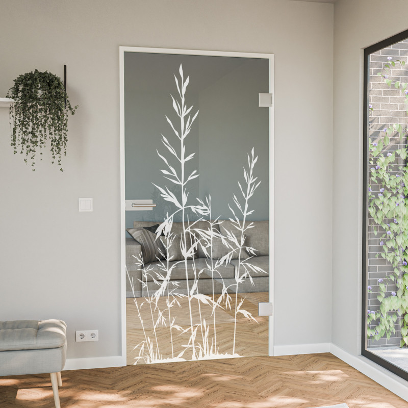 Glastür gelasert mit Motiv Gras Glastür gelasert mit Motiv Gras