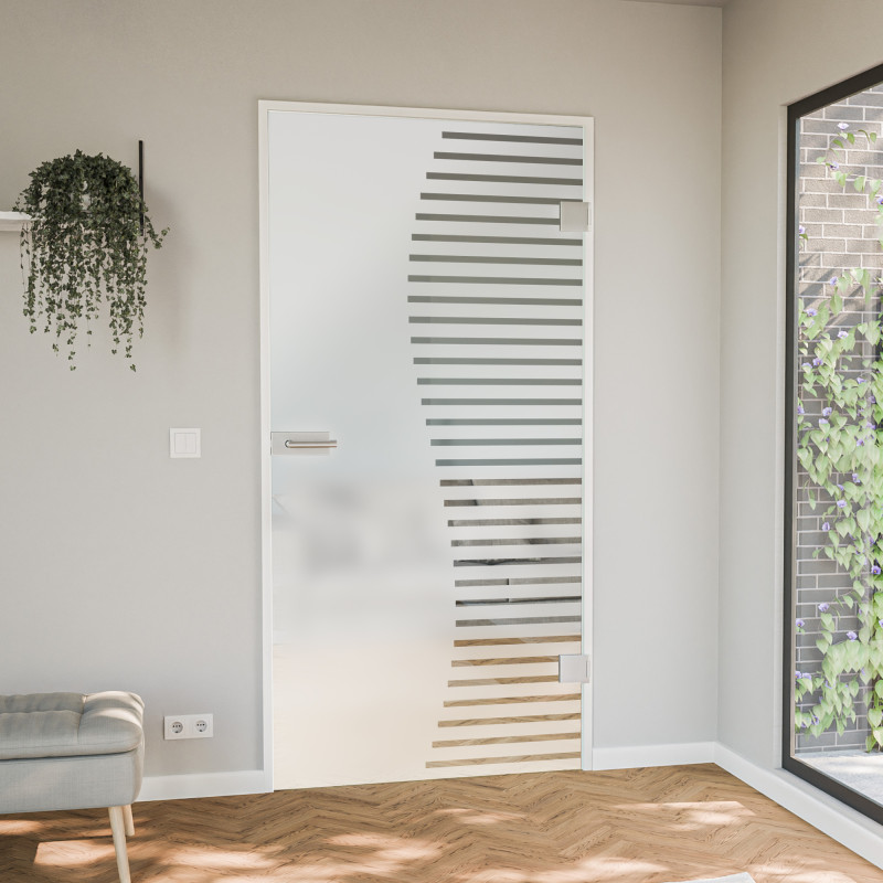 Glastür satiniert mit Motiv Curvy Glastür satiniert mit Motiv Curvy