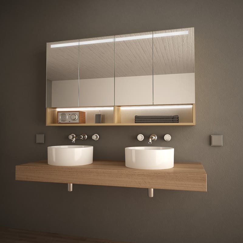 LED Bad Spiegelschrank mit Fächern - Luminosa