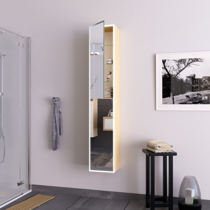 Spiegel Hochschrank Badschrank auf Maß - Diamant LED