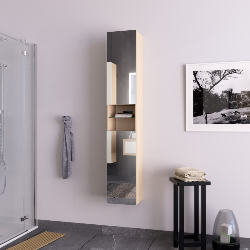 Spiegel Hochschrank Badschrank mit Regal - Opal