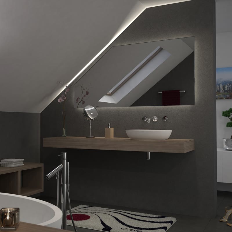 Spiegel Bad mit LED Licht & Dachschräge Milaja kaufen