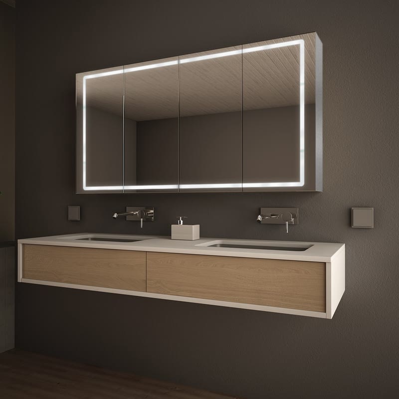 Spiegelschrank LED mit Alu-Korpus nach Maß - Reno Spiegelschrank LED mit Alu-Korpus nach Maß - Reno