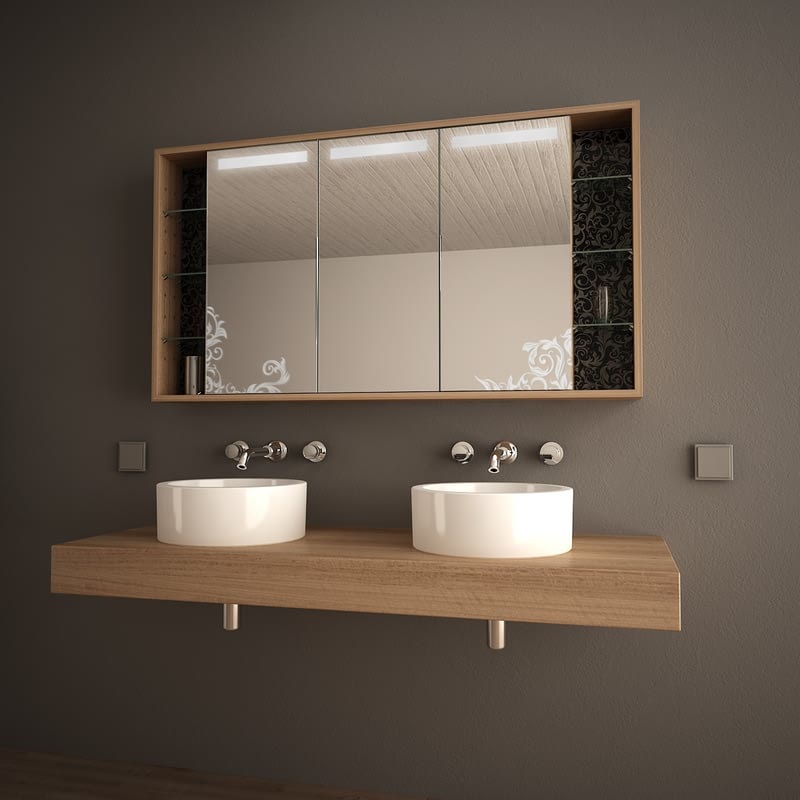 Spiegelschrank mit Motivfächern Ophelia