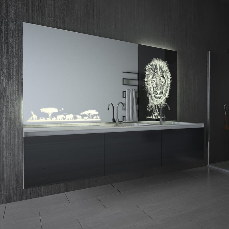 Teil-Lack-Spiegel mit LED-Beleuchtung Afrika Teil-Lack-Spiegel mit LED-Beleuchtung Afrika