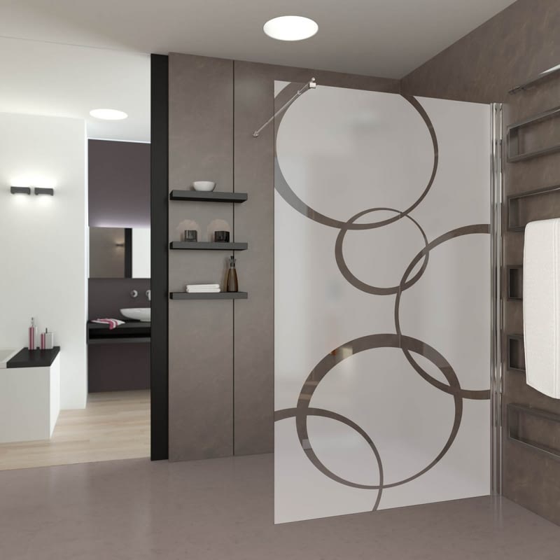 Walk In Dusche satiniert mit Motiv Ringe Walk In Dusche satiniert mit Motiv Ringe