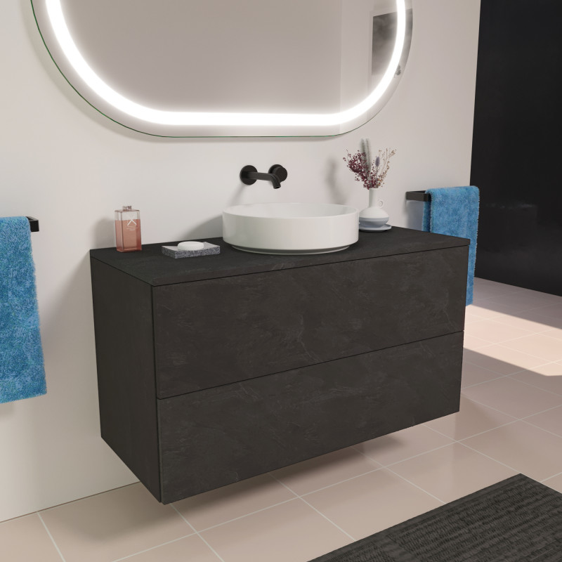 Waschtisch mit 2 Schubladen für Aufsatzbecken auf Maß - Rubin A