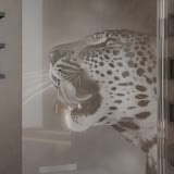 Walk In Dusche gelasert mit Motiv Leopard
