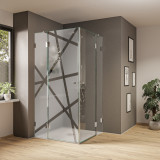 Glas Duschkabine mit Dekor Moblex (Eckeinstieg) Glas Duschkabine mit Dekor Moblex (Eckeinstieg)