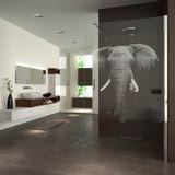 Duschwand Glas gelasert mit Motiv Elefant Duschwand Glas gelasert mit Motiv Elefant