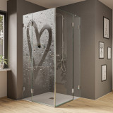 Duschkabine aus Glas mit Motiv Steamy Heart (Eckeinstieg) Duschkabine aus Glas mit Motiv Steamy Heart (Eckeinstieg)