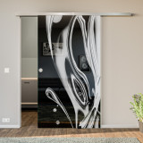 Glasschiebetür lackiert mit Lasermotiv Liquid Glasschiebetür lackiert mit Lasermotiv Liquid