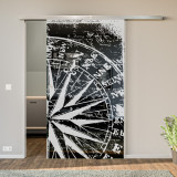 Glasschiebetür lackiert mit Lasermotiv Mein Weg Glasschiebetür lackiert mit Lasermotiv Mein Weg