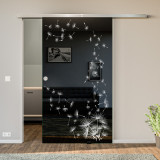 Glasschiebetür lackiert mit Lasermotiv Pusteblume Glasschiebetür lackiert mit Lasermotiv Pusteblume