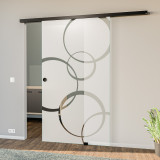 Glasschiebetür satiniert mit Motiv Ringe Glasschiebetür satiniert mit Motiv Ringe