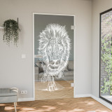 Glastür gelasert mit Motiv Lion King Glastür gelasert mit Motiv Lion King