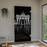 Glastür lackiert mit Lasermotiv Brandenburger Tor
