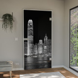 Glastür lackiert mit Lasermotiv Skyline II Glastür lackiert mit Lasermotiv Skyline II