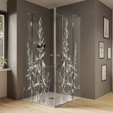 Glas Duschkabine mit Motiv Gras (Eckeinstieg) Glas Duschkabine mit Motiv Gras (Eckeinstieg)