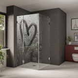 Duschkabine aus Glas mit Motiv Steamy Heart Duschkabine aus Glas mit Motiv Steamy Heart