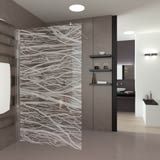 Walk In Dusche gelasert mit Motiv Äste Walk In Dusche gelasert mit Motiv Äste
