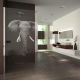 Walk In Dusche gelasert mit Motiv Elefant