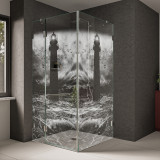 Glas Duschkabine mit Laser-Motiv Norden Glas Duschkabine mit Laser-Motiv Norden