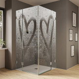 Duschkabine aus Glas mit Motiv Steamy Heart (Eckeinstieg) Duschkabine aus Glas mit Motiv Steamy Heart (Eckeinstieg)
