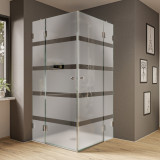 Glas Duschkabine mit Streifen Piano 3 (Eckeinstieg) Glas Duschkabine mit Streifen Piano 3 (Eckeinstieg)