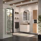 Spiegel mit Rundbogen und schwarzem Rand Teillack Skadi 1