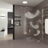 Walk In Dusche gelasert mit Motiv Fallende Federn Walk In Dusche gelasert mit Motiv Fallende Federn