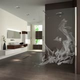Walk In Dusche gelasert mit Motiv Flammen Walk In Dusche gelasert mit Motiv Flammen