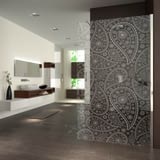 Walk In Dusche gelasert mit Motiv Paisley Walk In Dusche gelasert mit Motiv Paisley