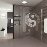 Walk In Dusche gelasert mit Motiv YinYang Walk In Dusche gelasert mit Motiv YinYang