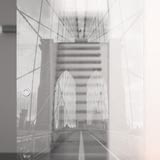 Glasschiebetür gelasert mit Motiv Brooklyn Bridge