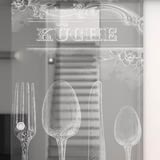 Glasschiebetür gelasert mit Motiv Retro Küche