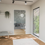 Glastür gelasert mit Motiv Einschusslöcher Glastür gelasert mit Motiv Einschusslöcher
