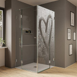 Duschkabine aus Glas mit Motiv Steamy Heart (Eckeinstieg) Duschkabine aus Glas mit Motiv Steamy Heart (Eckeinstieg)