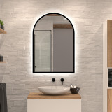 Spiegel mit Rundbogen und schwarzem Rand Teillack Skadi 1