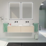 Doppelwaschtisch für Aufsatzbecken mit Schubladen nach Maß - Dolomit A