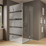 Glas Duschkabine mit Streifen Piano 3 (Eckeinstieg) Glas Duschkabine mit Streifen Piano 3 (Eckeinstieg)