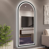 LED Rundbogen-Spiegel Teillack schwarz Edda 1 LED Rundbogen-Spiegel Teillack schwarz Edda 1